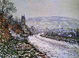 Famous Winter Paintings - Entering the Village of Vetheuil in Winter